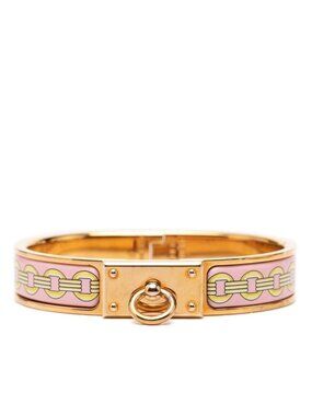 Hermes Clic Ano Bracelet Gold Pink Yellow Plated